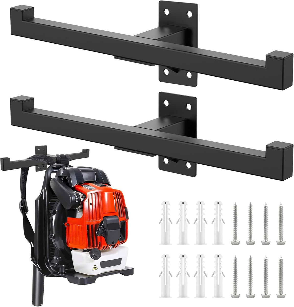 Backpack Leaf Blower Hanger, Backpack Blower Storage Organizer Holder, Heary Duty Chainsaw Wall Mount, Tactical Gear Stand (2 Pack)