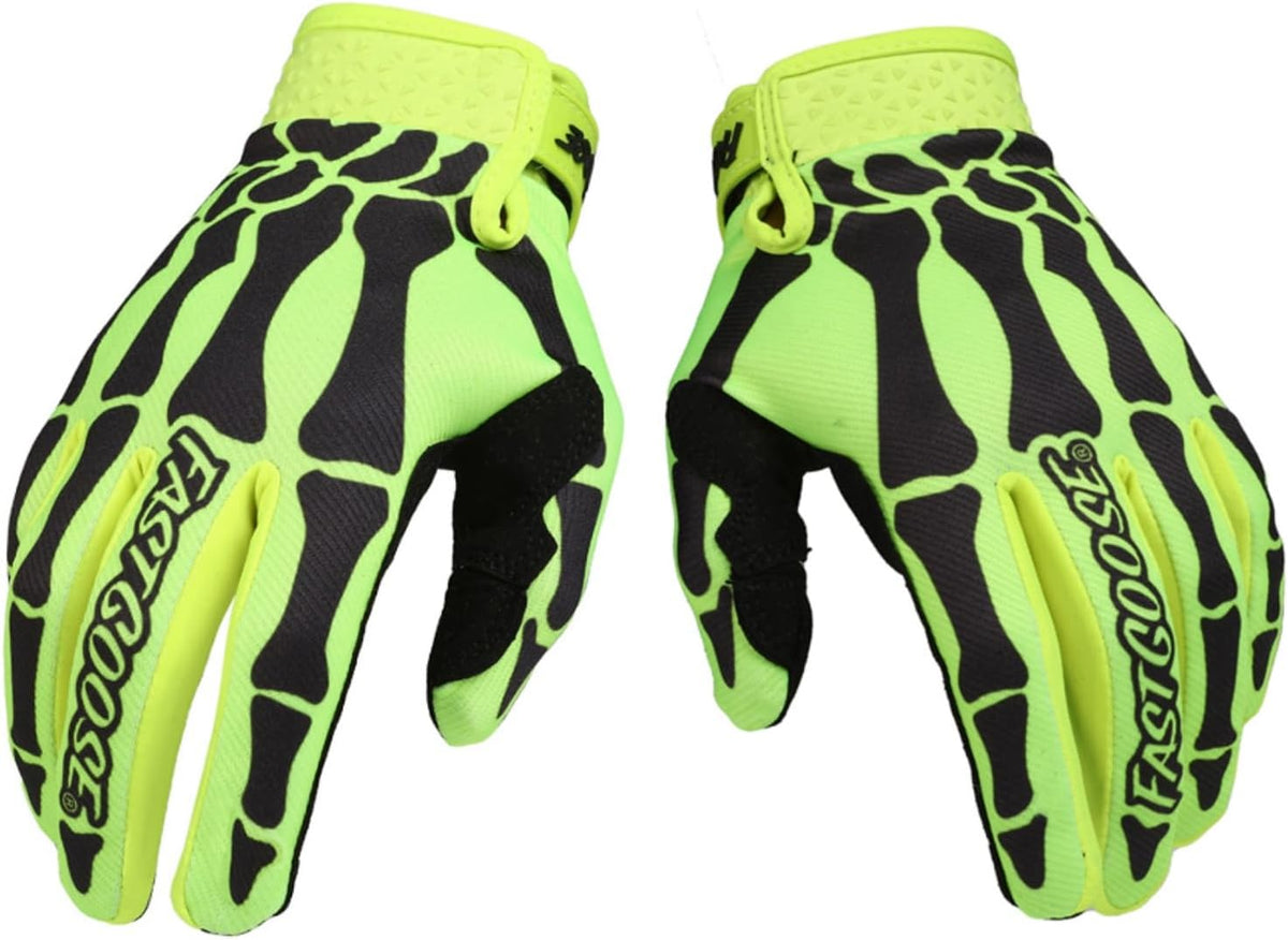 Skeleton Cool Motorcycle Bicycle Full Finger Off-Road Racing Gloves Outdoor Sports for Men Women & Mountaineering