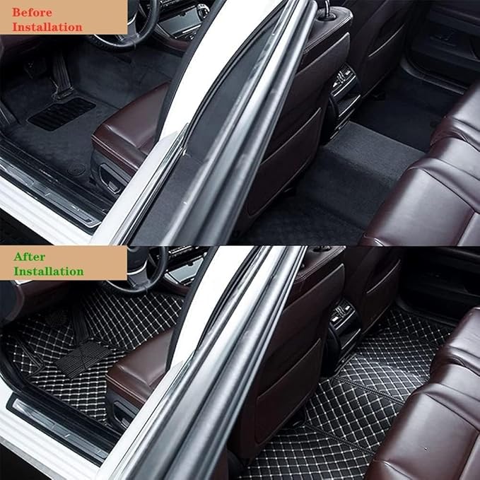 Custom Making Car Floor Mats Protection Pads for 99% Sedan/Coupe/Hatchback/SUV/Pickup Men Women Car Floor Mats Coverage Pads Anti-Slip Leather Floor Lining (Wine Red+Black Beige)