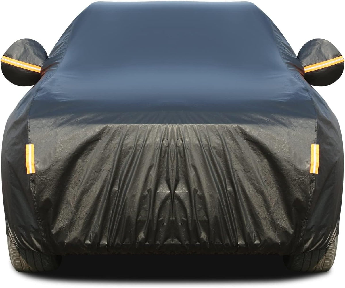 Tecoom Car Cover Waterproof All Weather, 3 Layers Car Covers for Automobiles with Lock/Zipper Door, Thick Fleece Lining UV Snow Rain Hail Protector Car Cover, Universal Fit for SUV (191-205 Inch)
