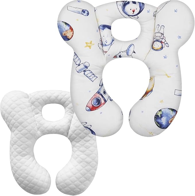 Baby Travel Pillow, Upgrade U-Shape Infant Pillow for Car Seat Pushchair and Stroller, Soft Comfortable Sleep Cushion for Kids Newborn and Toddler -Space White