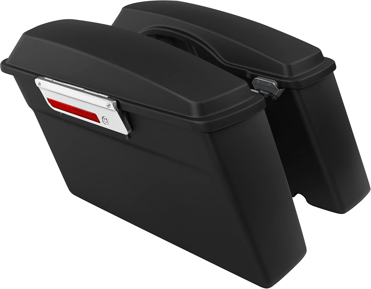 XFMT Motorcycle Matte Black Hard Saddlebags Saddle Bags Trunk W/Lids & Chrome Latches For Harley Touring Road King Street Glide Road Glide Electra Glide 1994-2013