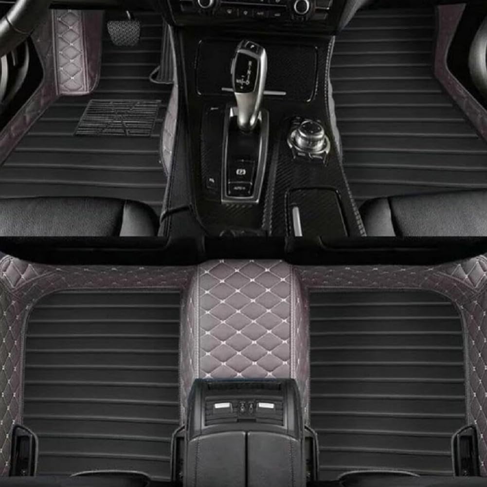 Customized Personalized car Floor mats, All-Weather Luxury car Floor mats, Waterproof and Anti Slip Leather car Floor mat Lining, 95% Customized car, Truck, and SUV Floor mats (Edge Gray)