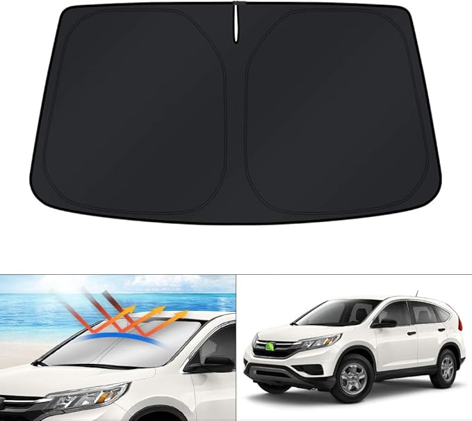 KUST Windshield Sun Shade for 2007-2022 Honda CRV Accessories, Custom Fit CR-V Sunshade Foldable Sun Visor Protector Blocks UV Rays Keep Your Car Cooler