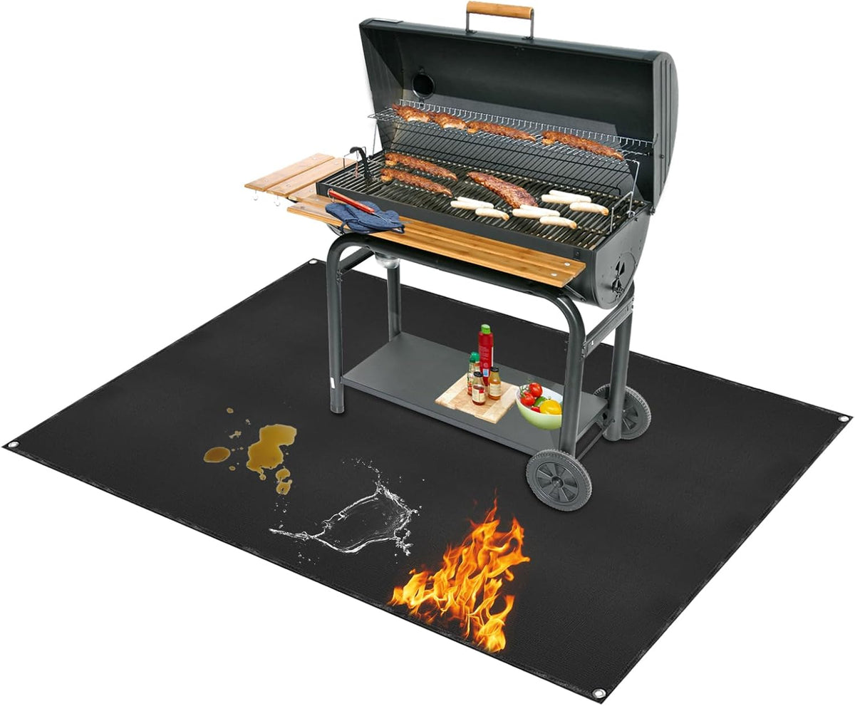 Under Grill Mat for Outdoor Grilling, 60 x 48 inches Double-Sided Fireproof Waterproof BBQ Protector for Deck and Patio Under Grill Mat for Outdoor BBQ