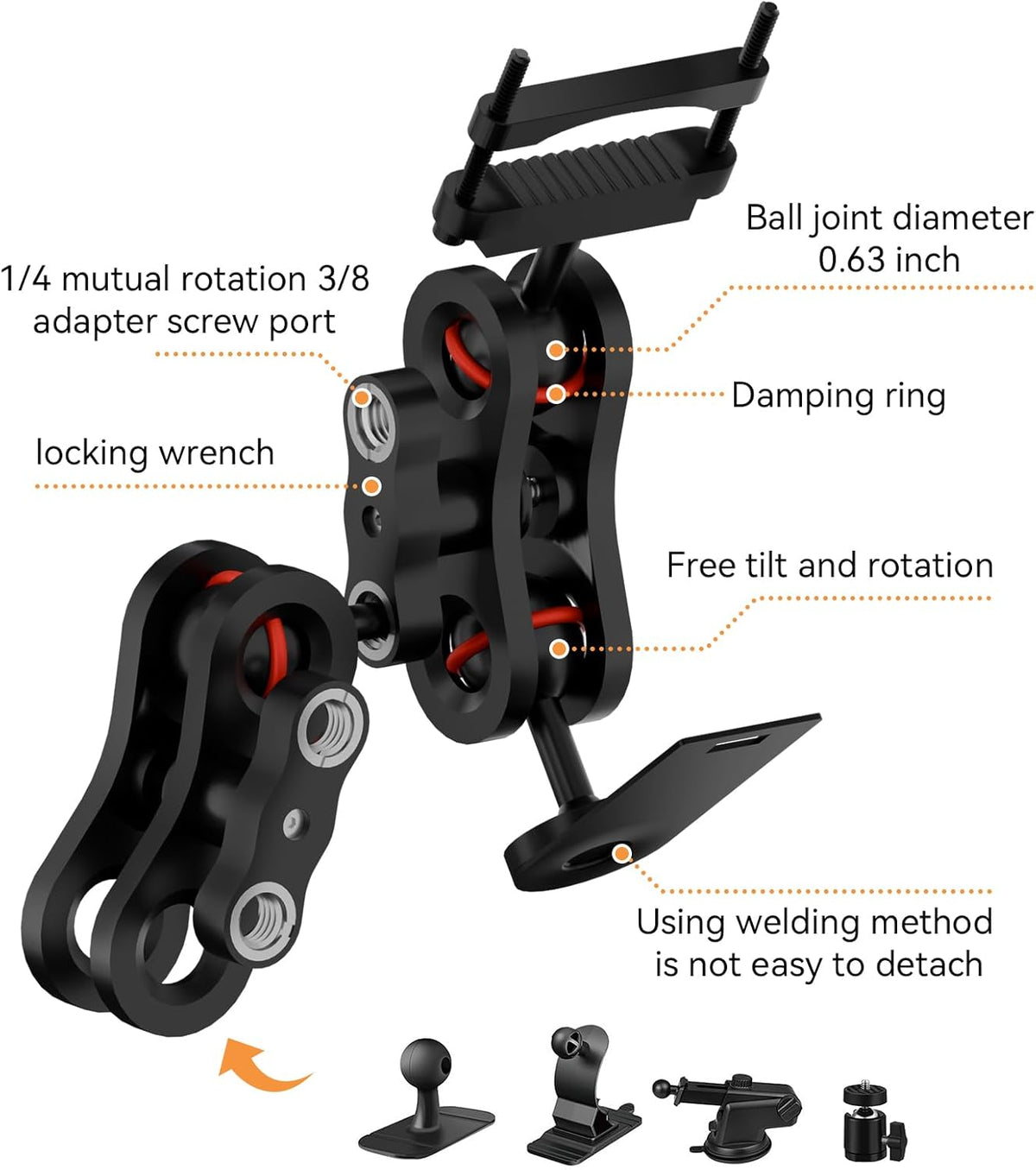 Radar Detector Mount, Aluminum Rearview Mirror Rod Radar Bracket, Suitable for Uniden Radar Model