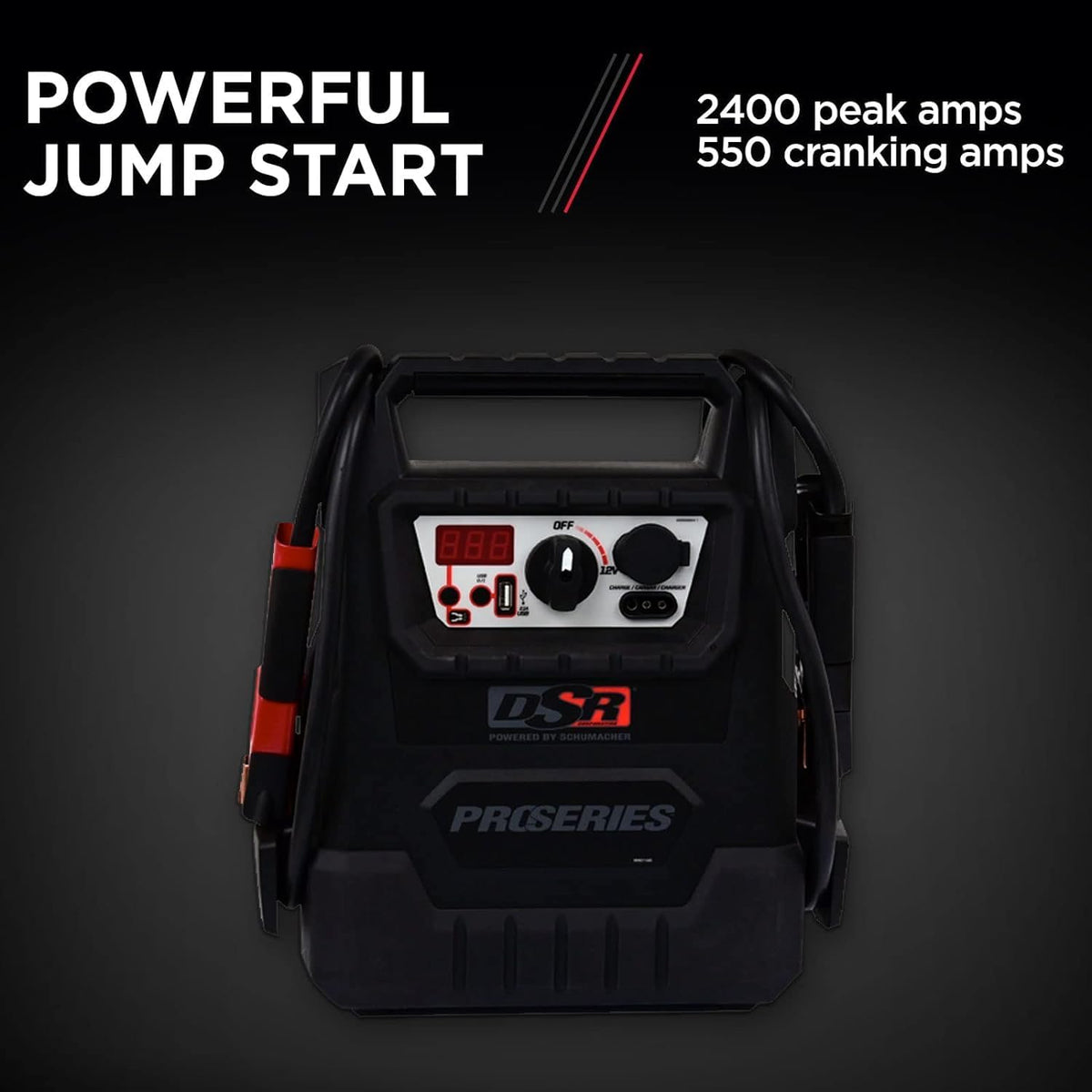 Schumacher Electric DSR ProSeries Car Battery Jump Starter, Maintainer & Portable Power Station - 12V 2400 Peak Amps & 500 Cranking Amps - with DC & USB Charging Ports - DSR158