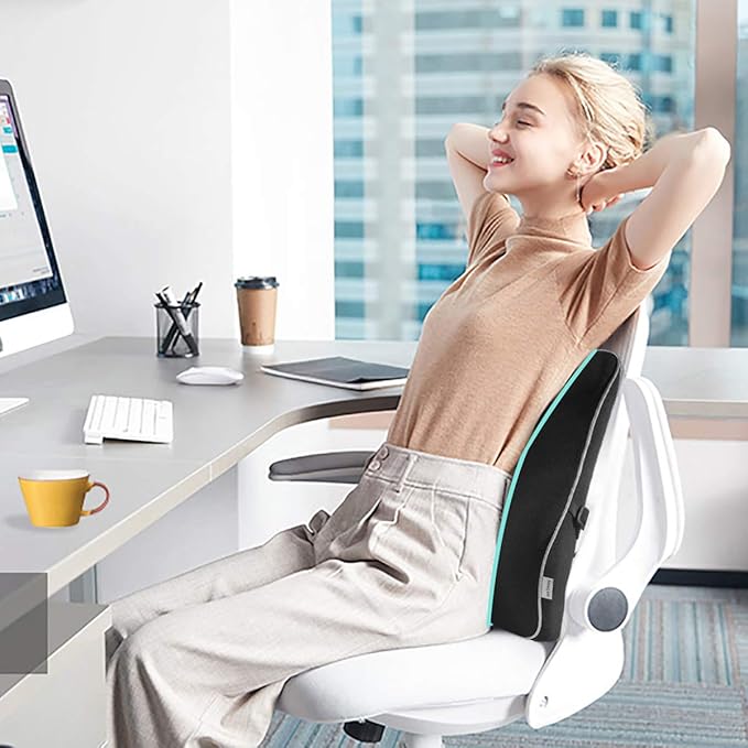 Lumbar Support Pillow,Pure Memory Foam Back Cushion Orthopedic Backrest with Breathable 3D Mesh for Car Seat,Office Chair,Computer Chair,Wheelchair and Recliner.Ergonomic Design (Grey Edge)