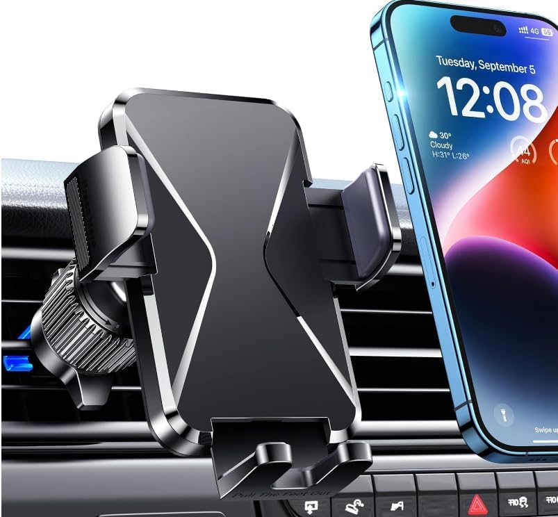 Car Phone Holder Vent [Thick Cases Friendly] Phone Mount for Car Air Vent 360° Rotate Hands Free Cell Phone Holder for Car Automobile Cradle for All iPhone Android Smartphone