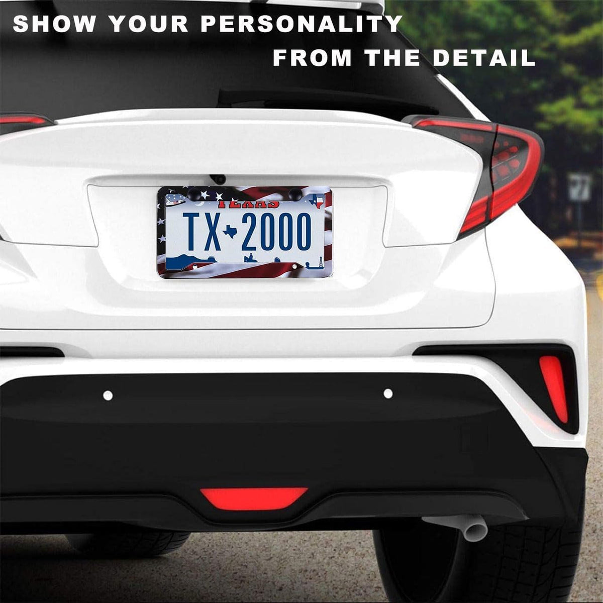2Pack American Flag License Plate Frame - Rustproof Aluminum Patriotic Car Tag Holder Bracket Fits All Vehicles, US Flag License Plate Frame with Screws Included