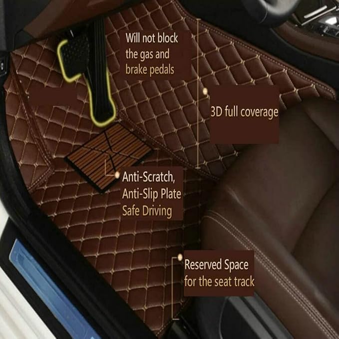 Customize Car Floor Mats for 99% Sedan SUV Sports Car All Weather Leather Full Coverage Waterproof Non-Slip Vehicle Lining Pads (Black Blue Stitching)