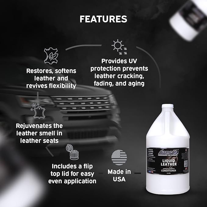 LANE'S Liquid Leather Conditioner- Car Leather Protection, Leather Conditioner- Softens leather, Revives Flexibility, Prevents Fading and Cracking, Easy Application (128 OZ)