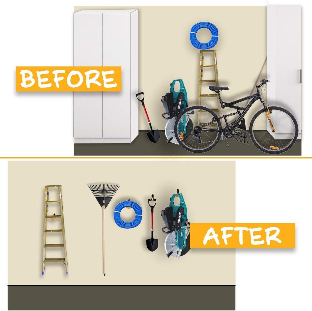 Intpro Garage Hooks 22 Pack Heavy Duty Garage Storage Hooks Steel Tool Hangers for Garage Wall Mount Utility Hooks and Hangers with Anti-Slip Coating for Tools Organizer Ladders Bikes Bulky Items