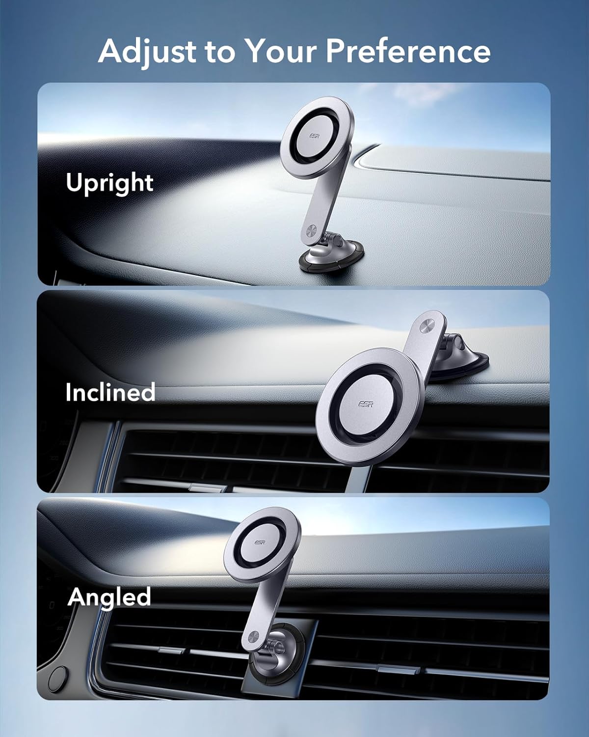 ESR for MagSafe Car Mount, Dashboard Magnetic Phone Holder for Car, 360° Rotation,Car Phone Holder Mount for iPhone 16/16e/15/14/13/12, Galaxy S25, Strong Magnets,Car Accessories(with 2 Mental Rings)