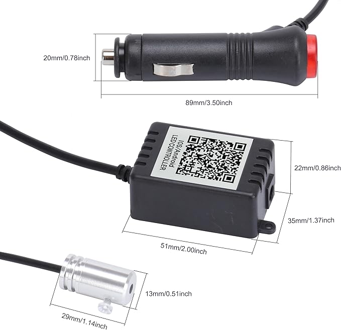Car Ambient Lighting Optic Fiber 64 Colors Music Sound Active with APP Control Car Decorative Atmosphere Lighting Kit DC 12V 1W 5m