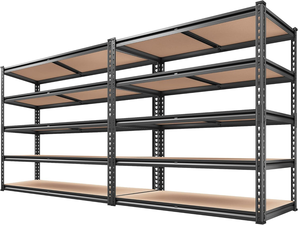 REIBII 2000LBS Garage Shelving Heavy Duty 72''H Storage Shelves 5 Tier Heavy Duty Shelving, Adjustable Metal Shelves for Basement Pantry 35.5" W x72 H x 15.8" D, 2 Pack