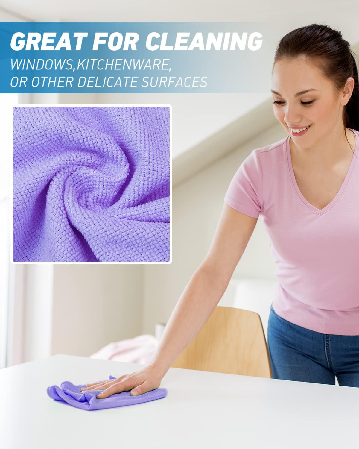 Microfiber Cleaning Cloth-24Pcs (13x13 inch) Ultra Soft Highly Absorbent Rags for Housekeeping-Machine Wash (Purple)