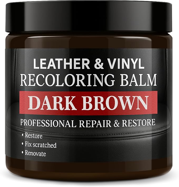 Leather Color Restorer, Leather Recoloring Balm, Scratch Remover, Leather Dye, Leather Paint, Leather Repair Kit for Furniture Couches Car Seats Shoes Bags, Dark Brown