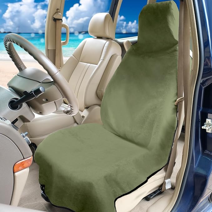 Waterproof Seat Cover Towel, Premium Sweat Carseat Protector, Perfect for Universal Anti-Slip Car Truck SUV Seat, Great for Surfing Yoga Gym Workout, Green