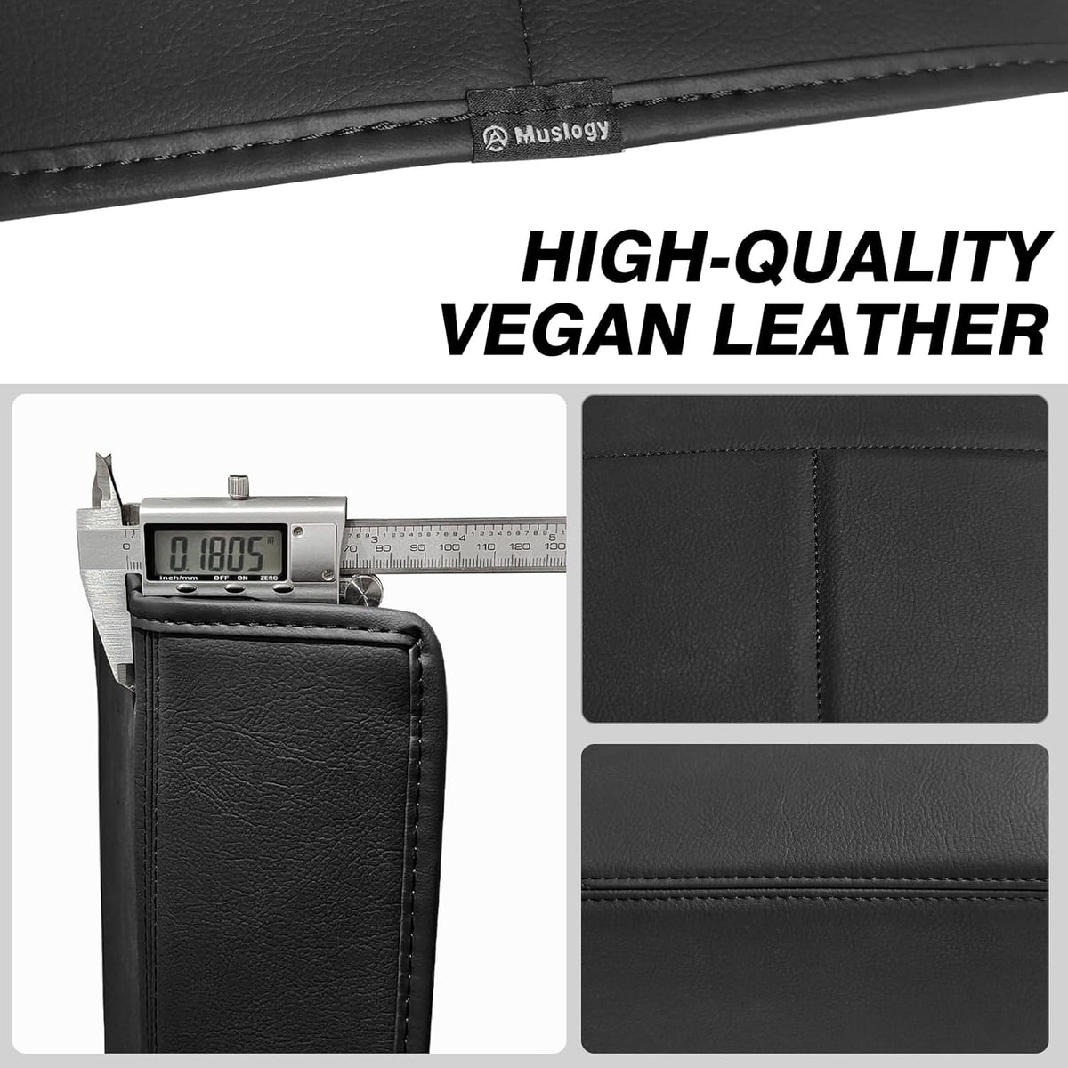 Muslogy Center Console Armrest Cover Compatible with Ford F250 F350 F450 2017-2022 Super Duty Comfort Armrest Pad Arm Rest Cushion Vegan Leather Protector Regular Thick(Bucket Seat ONLY)