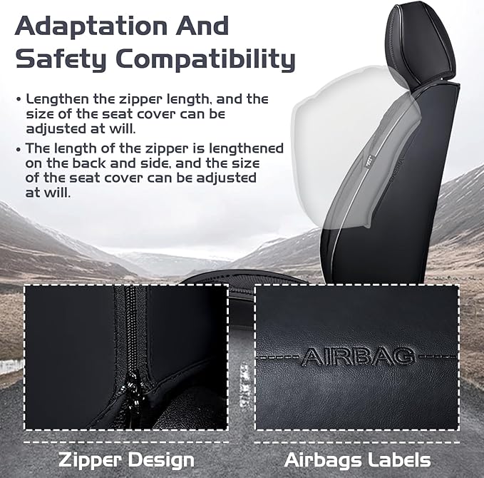 Truck Seat Covers for Chevy Silverado 3500 2007-2026, Waterproof Premium Leather Full Coverage Car Seat Cover, Muscle Sport Style Auto Interior Seat Cover Sets (Front Set/Black)