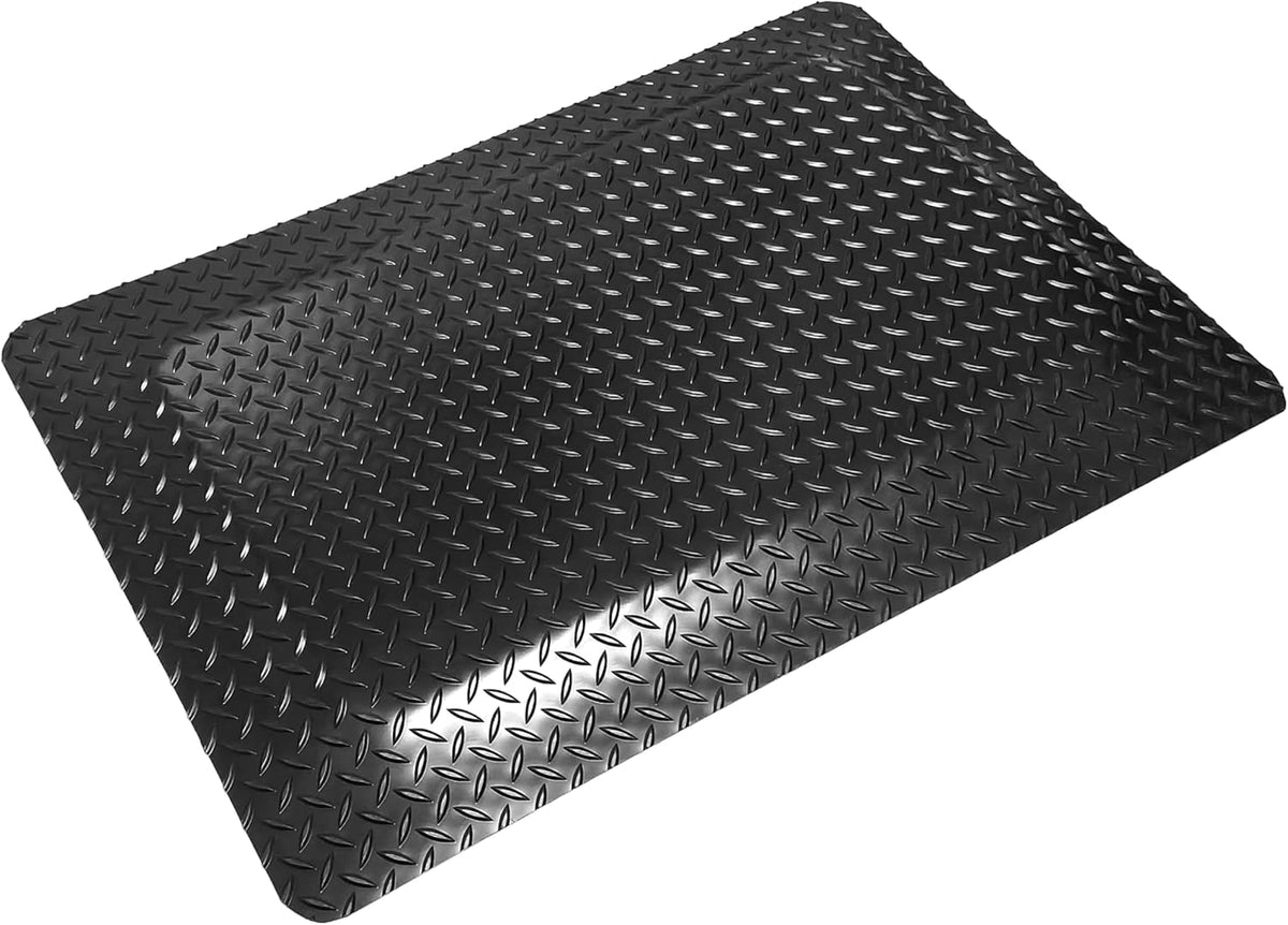 Rhino Mats, American Classic Diamond Anti-Fatigue Mats, Industrial Ergonomic Comfort Standing Mat for Work, Home, Garage, Office, Kitchen or Anywhere (Black 9/16" Thick, 2 FT. x 17 FT.)