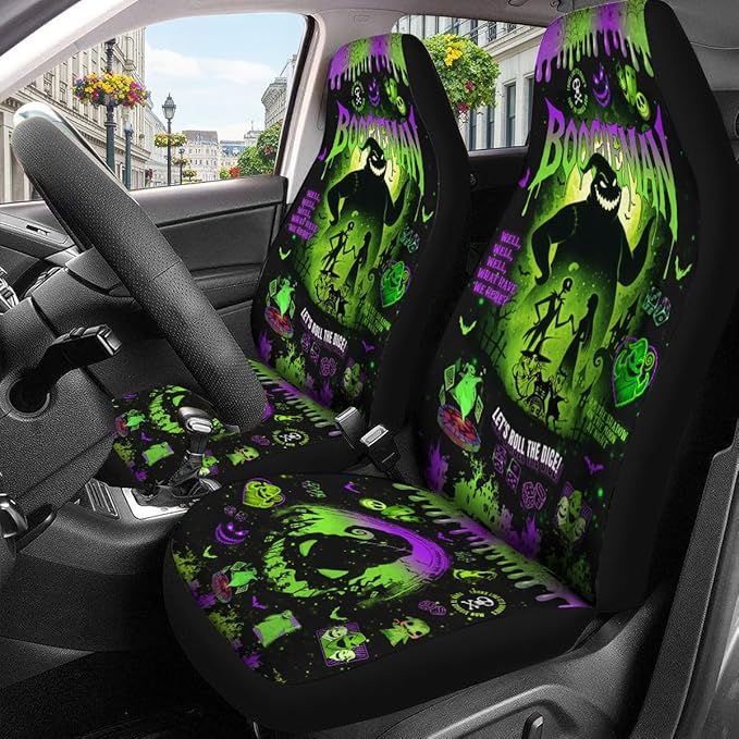 GENANY Nightmare Movie Car Seat Covers Set of 2, Breathable Front Seat Covers for Truck Sedan SUV, Horror Car Accessories, Horror Gift for Women Men