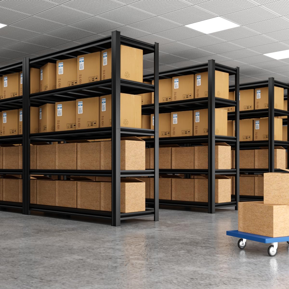 84" H x 55.12" W 5 Tier Metal Garage Shelves, 3000 LBS Heavy Duty Adjustable Storage Shelving Unit for Warehouse, Basement, Kitchen, Store Display, Flower Stand, Office, Classroom, 23.62" D