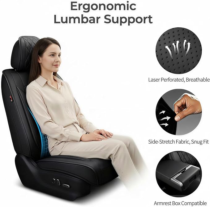 Fit for Santa Cruz Seat Covers Compatible with Hyundai Santa Cruz 2022-2026 - Waterproof Breathable Leather Automotive Seat Cushions Protector,Airbag Compatible,Full Set 5 Seats(Black)