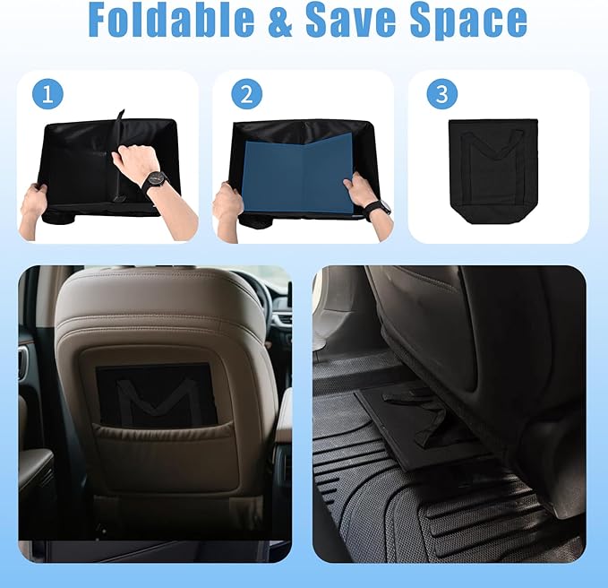 Car Organizer- Car Seat Organizer for Front Seat Back Seat Between Seats, Foldable Car Storage Organizer for Kids Adults with Multi-Mesh-Pockets-Car Organizers Backseat with Detachable Divider-Black