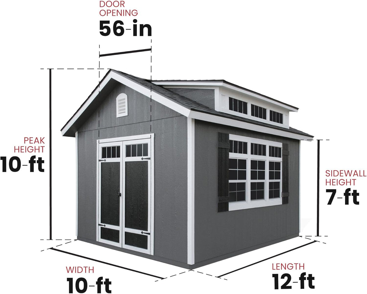 Handy Home Products Windemere 10x12 Do-it-Yourself Wooden Storage Shed with Floor, Beige