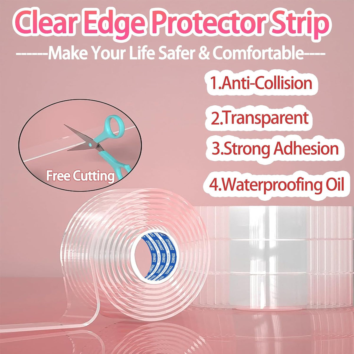 Clear Soft Corner Protectors for Furniture Strip,1.4in x13FT,Sharp Edge & Table Bumper,Window Edge,Wall Protector, Soft Corner Guards Safe for Proof,Table Corner Protectors in Family