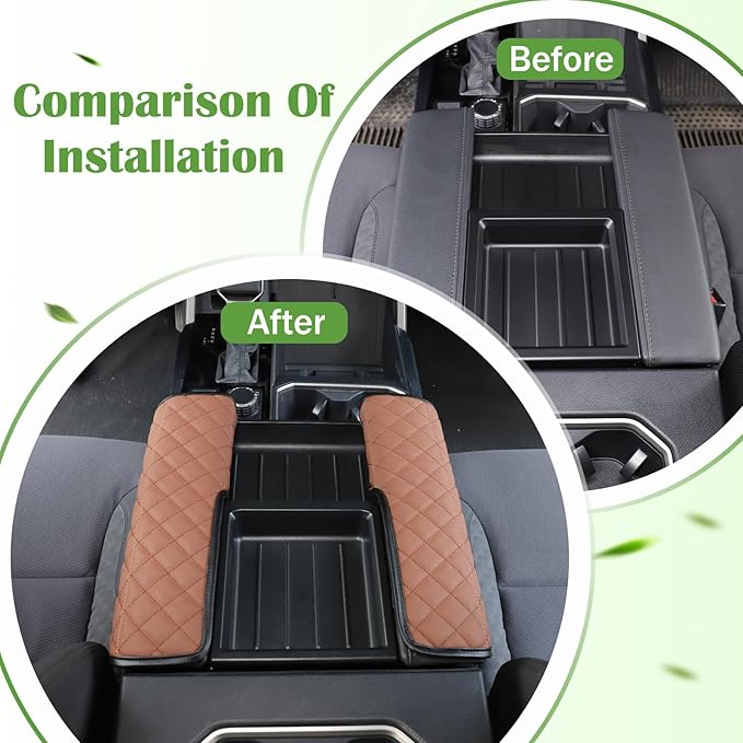 Center Console Armrest Cover Protector Pad Compatible with Toyota Tundra Sequoia 2022-2025 Leather Car Console Armrest Seat Cushion Waterproof Armrest Cushion Lid Interior Accessories (Style C)