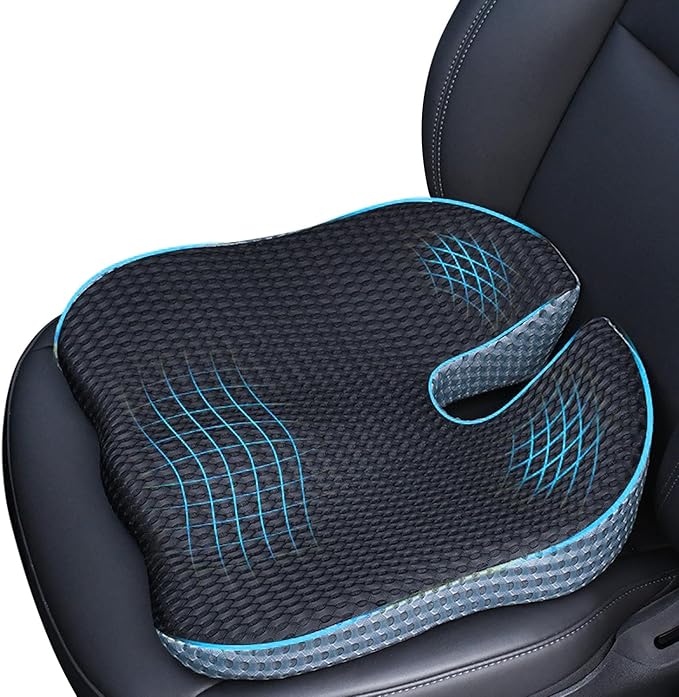 Car Wedge Seat Cushion Memory Foam Coccyx Orthopedic Seat Pillow for Office Chairs, Wheelchair, Kitchen Chairs, Recliner, Car Seats