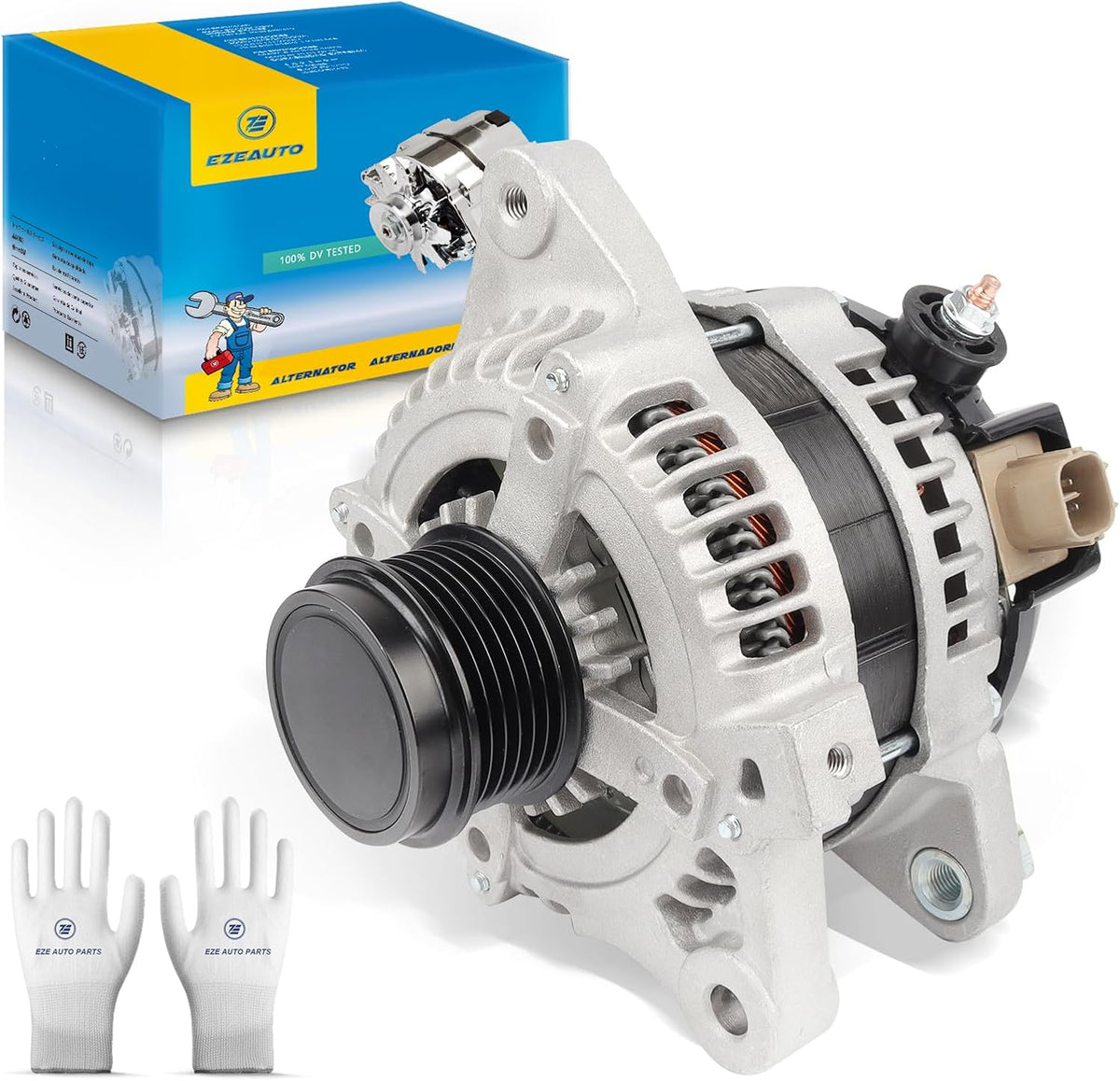Ezexpreze Alternator 11385N Replacement for 1.8L L4 Toyota Corolla 2009-2011, Matrix 09-10, Pontiac Vibe 09-10, Scion xD 08-14, 6-Groove Clutch Pulley OE#11385, 12897, 270600T040, 0986CR6103, AL3370X