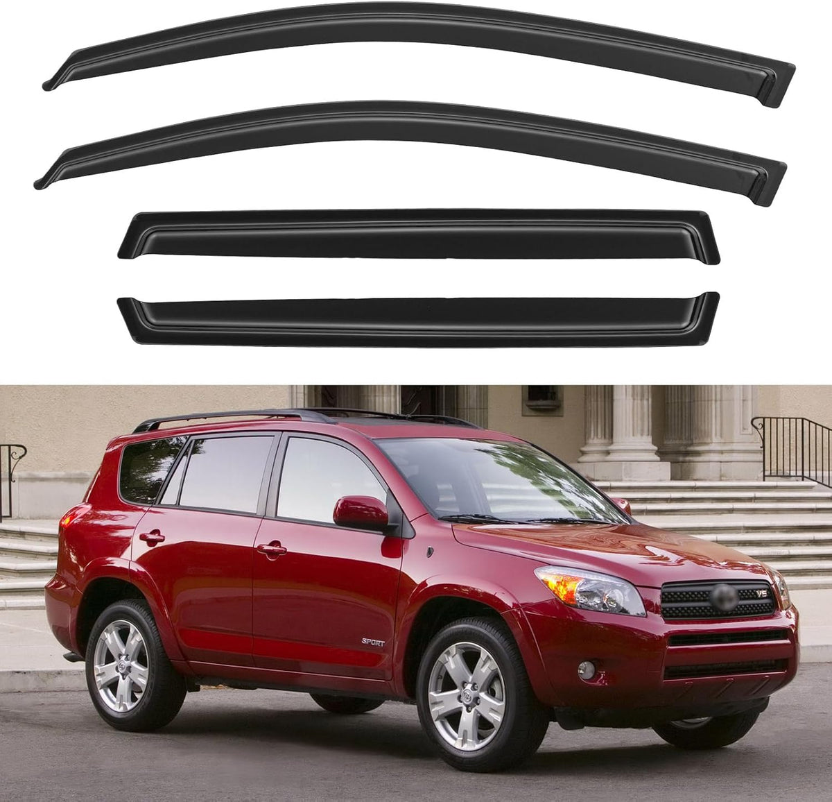 Window Visors Rain Guards Shield for 2006-2012 Toyota Rav4, Out-Channel Window Vent Wind Deflectors Visors Shades for 06 07 08 09 10 11 12 Rav4
