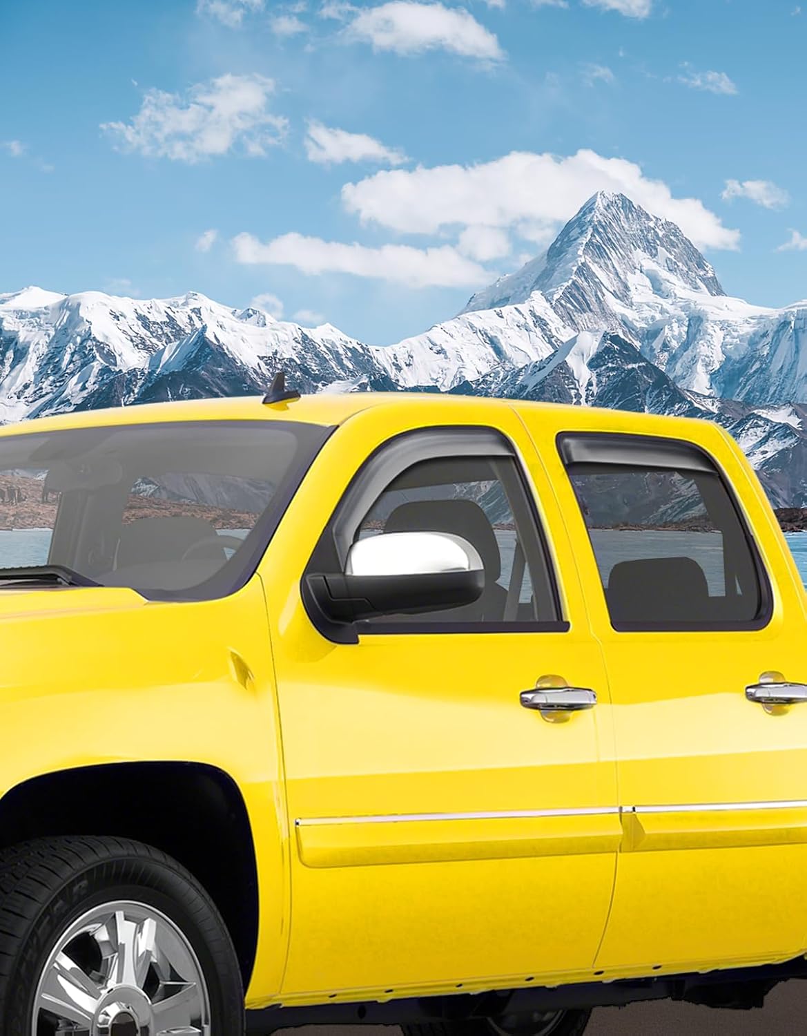 in-Channel Window Rain Guards Fit for Truck Chevrolet (Chevy) Silverado/GMC Sierra 2007-2013 Crew Cab Extra Durable Window Deflectors Vent Visors Shades Car Accessories Visors Rain Guards