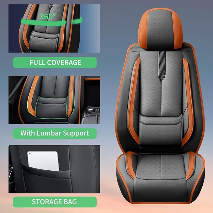 Fit Outback Car Seat Covers for Subaru Outback 2010-2024 2025 2026 -Upgraded Premium Waterproof & Breathable Leather,Airbag Compatible,All-Weather Seat Cushion Protector,Full Set,Black-Brown