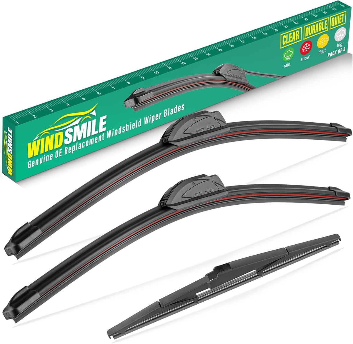 26" 20" 14" Windshield Wiper Blades Replacement for Chrysler Pacifica 2017-2024 / Chrysler Voyager 2020-2024 Premium All Weather Front Rear Wipers Set - OEM Quality (Pack of 3)