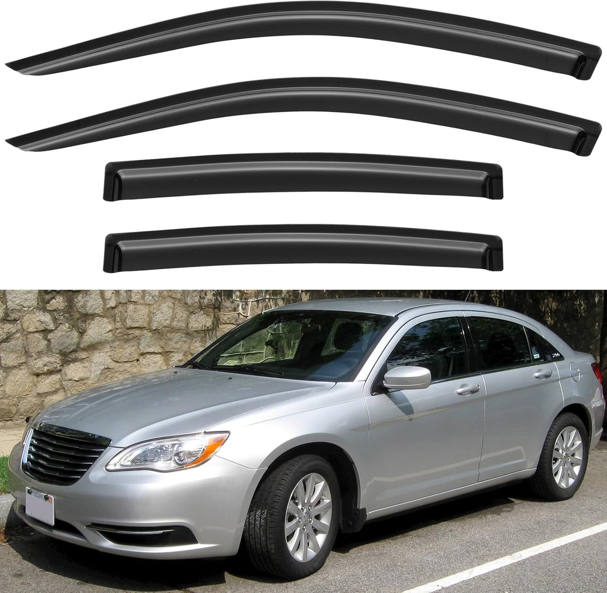 Window Visors Rain Guards for 2011 2012 2013 2014 Chrysler 200, Out-Channel Window Vent Wind Deflectors Visors Shades for 2007-2010 Chrysler Sebring