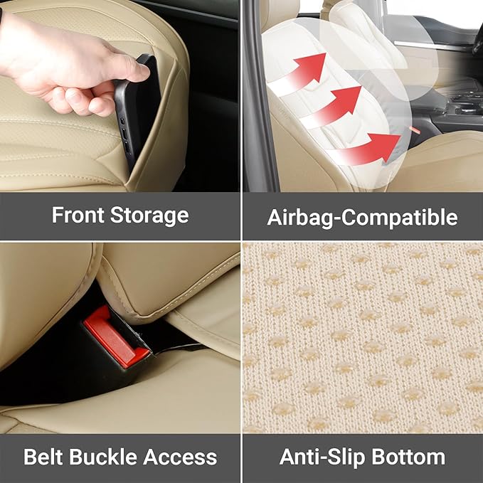 Coverland Custom Fit Car Seat Covers for Car Compatible with [1990-2006 Lexus LS, 1993-1998 Volkswagen Jetta] Premium Waterproof Non-Slip Interior Seat Protector [Full Set Beige - Size Chart X66]