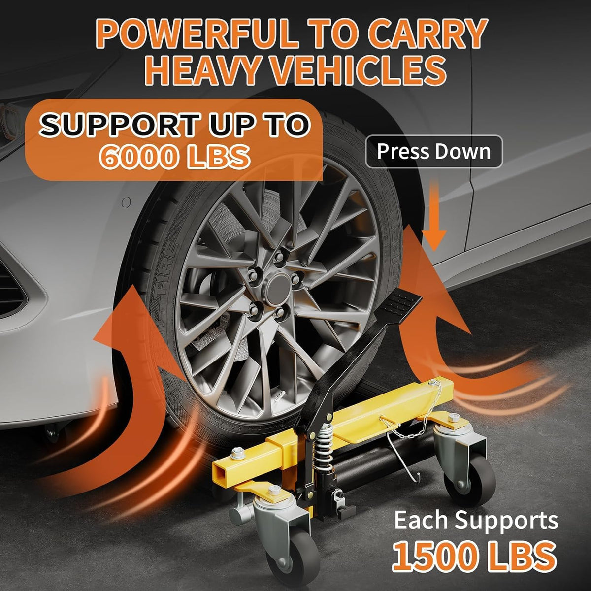 3000LBS Car Wheel Dolly Jack Set of 2, Hydraulic Tire Jack with Foot Pedal, 12'' Wheel Vehicle Positioning Skates for Auto Repair, Tire Moving, Garage, Car Trailer & Vehicle Lift