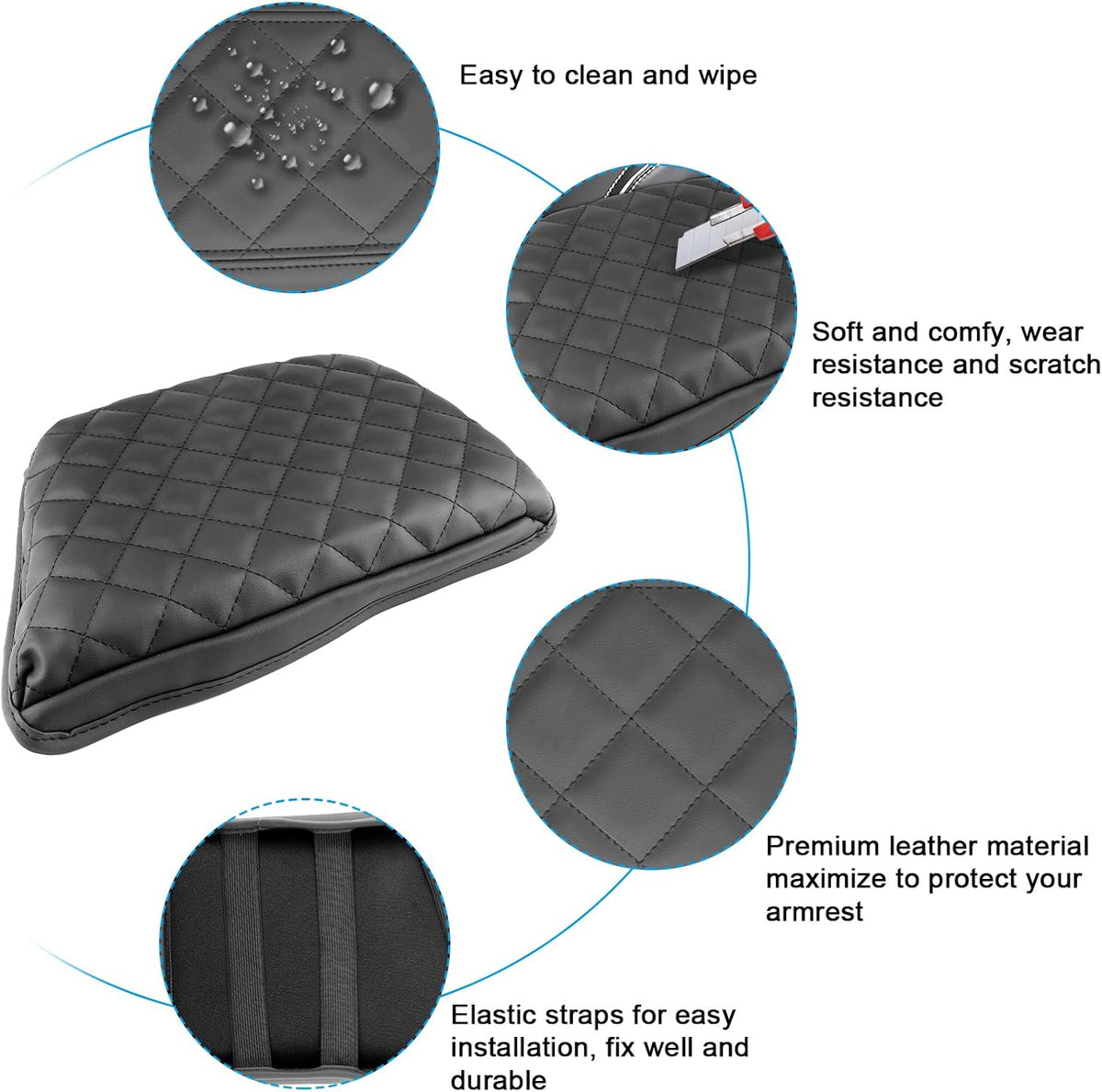 SXCY for 2025 Volvo XC60 Armrest Cover [Add Pad] for Volvo XC60 2018-2025 Accessories 2025 XC60 Center Console Cover 2025 XC60 Middle Console Cover (Black Checkered Pad)