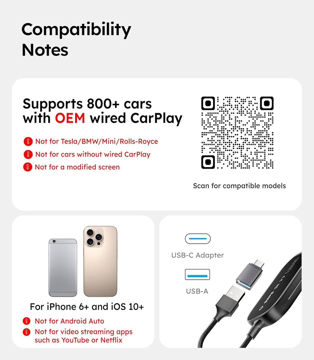 Wigoo 2025 Upgrade Wireless CarPlay Adapter for iPhone [Long-Drive Stability, 10s Connect, Easy Use] Converts Wired to Wireless, Low Delay CarPlay Dongle, Fit for Cars with Wired CarPlay, Pink
