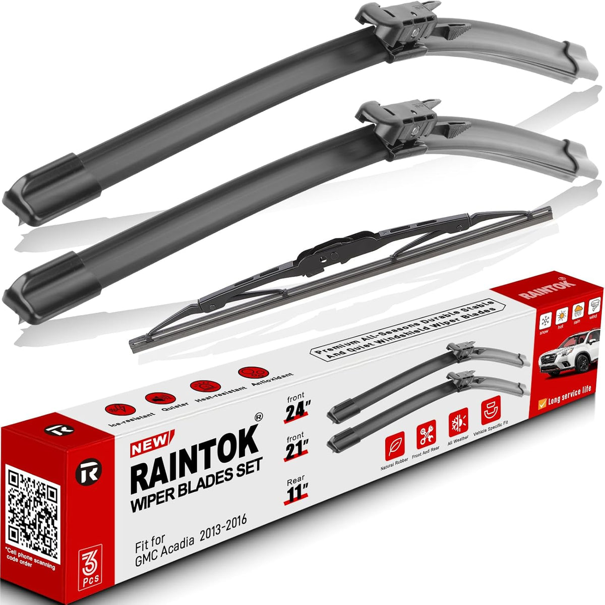 Windshield Wiper Blades Replacement for GMC Acadia 2013 2014 2015 2016 Original Factory Quality Front Rear Wipers Blade Set for My Car - 24" 21" 11" (Pack of 3)