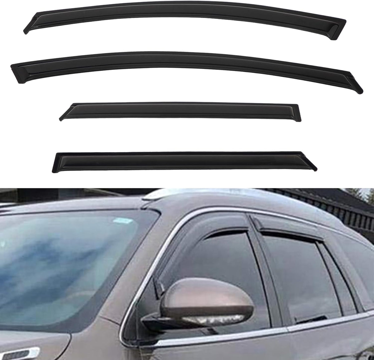4pcs Front+Rear Smoke Tint Sun/Rain Guard Outside Mount Tape-On Vent Window Visors Compatible with 18-22 Enclave