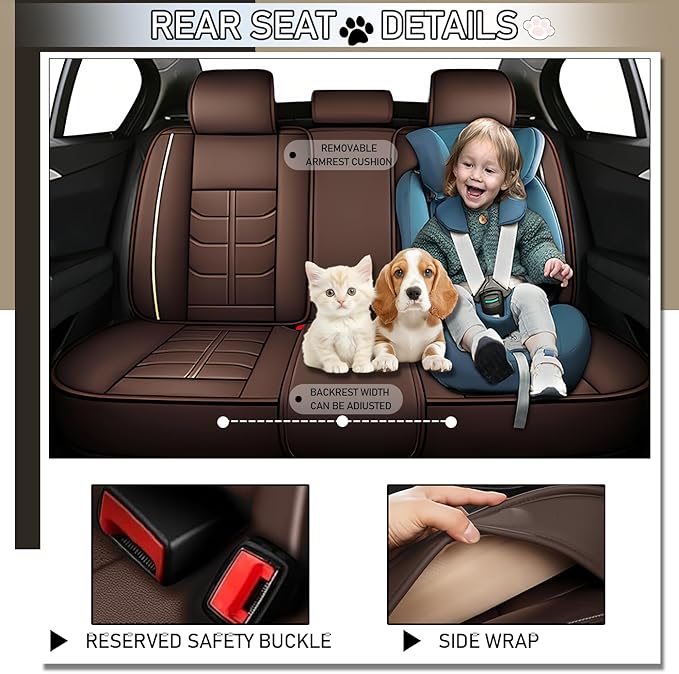 Leather Car Seat Covers Fit for Toyota FJ Cruiser 2002-2024, 5 Seater Car Seat Cover, Premium Waterproof, Scratch Resistant Car Interior Accessories (Full Set Coffee)