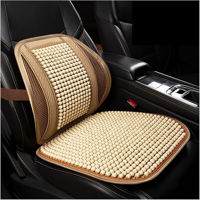TOMSE Car Seat Chair Back Cushion for BMW X3 G01 2019 2020 2021 2022 2023 2024, Wooden Beads Ventilate Mesh Lumbar Brace Strong Durable Relieve Fatigue Summer Interior Accessories,B-Seat pad