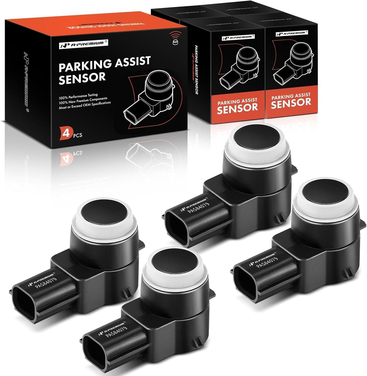 A-Premium 4-PC Reverse Backup Parking Aid Assist Sensor Compatible with Chevy, GMC, Buick, Cadillac & Saturn Models - Silverado, Traverse, Tahoe, Sierra, Yukon, Enclave, DTS, SRX, Escalade, Outlook