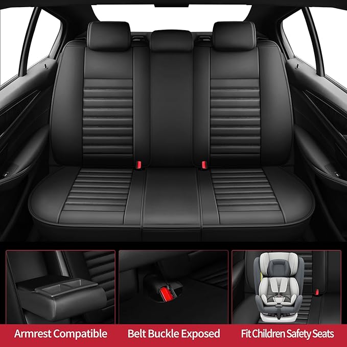 Fit Yaris Car Seat Covers for Toyota Yaris 2008-2018 2019 2020-Upgraded Premium Waterproof & Breathable Leather, Airbag Compatible, All-Weather Seat Cushion Protector (Full Set, Black)